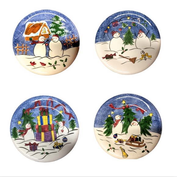 NIB Make the Season Bright Hand Painted 8” Salad/Dessert Plates - Picture 2 of 14